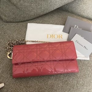 Dior Cannage Leather Lady Wallet On Chain